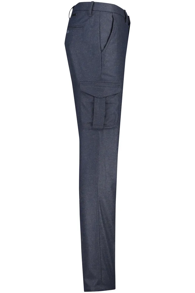 katoenen broek Alberto blauw effen katoen