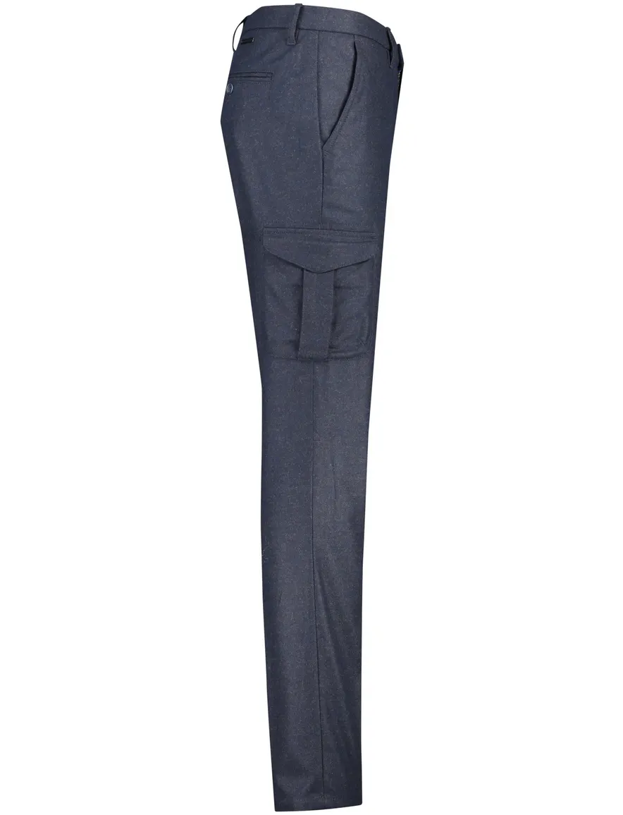 katoenen broek Alberto blauw effen katoen