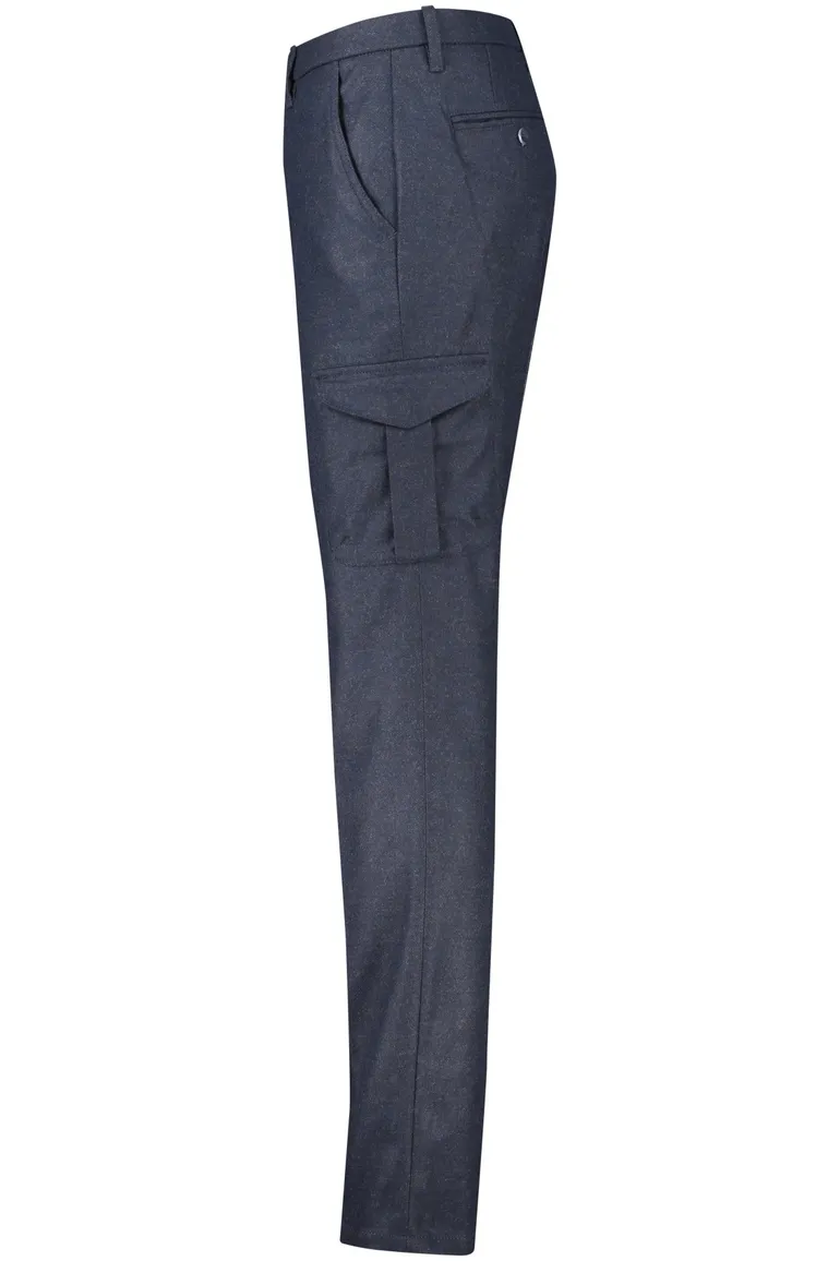 katoenen broek Alberto blauw effen katoen