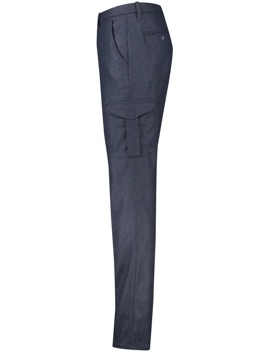 katoenen broek Alberto blauw effen katoen