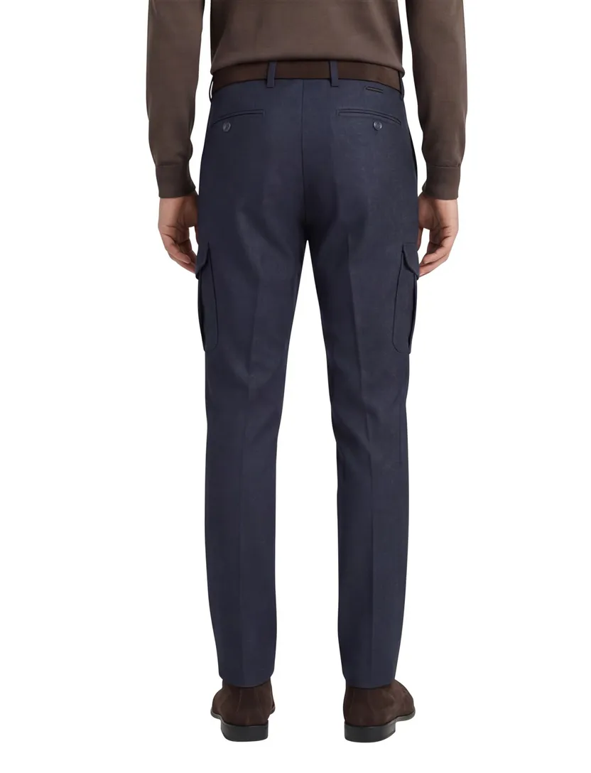 Alberto katoenen broek blauw gemêleerd katoen