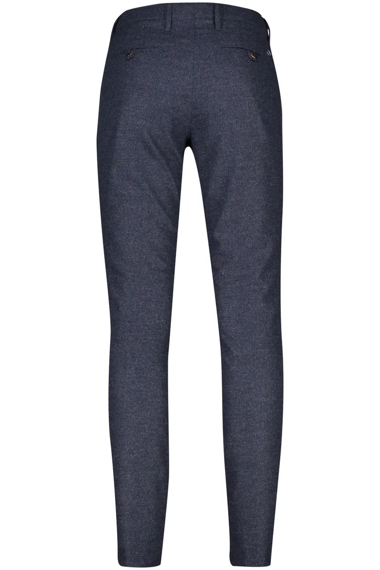 katoenen broek Alberto blauw geruit wol