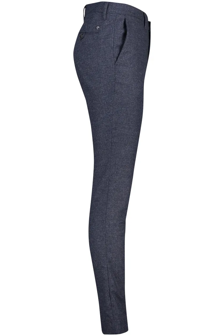 katoenen broek Alberto blauw geruit wol