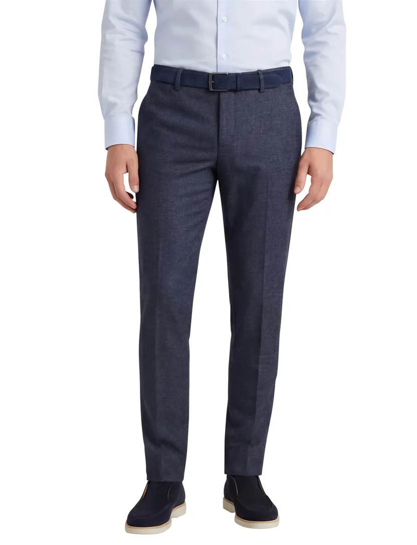 Alberto gemêleerd chino blauw wol
