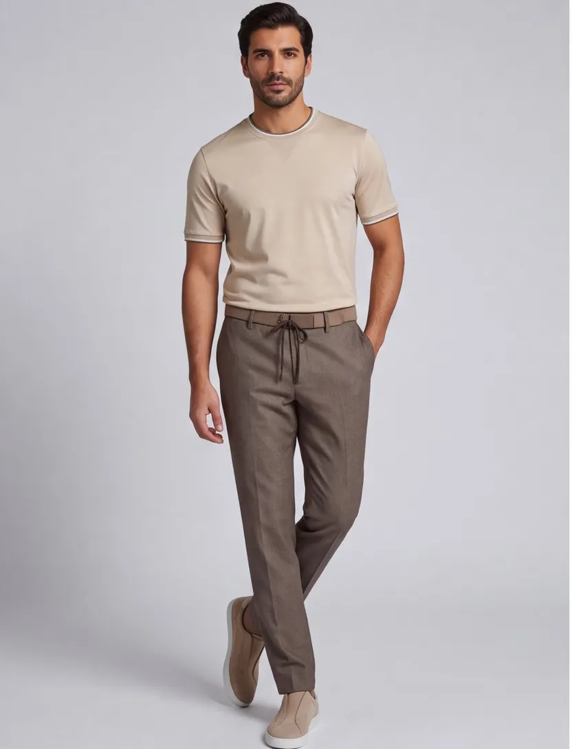 katoenen broek Alberto bruin
