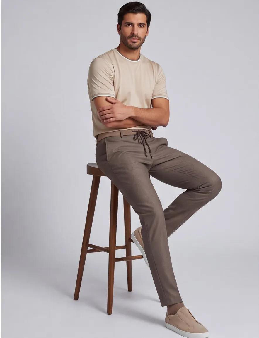 katoenen broek bruin Alberto