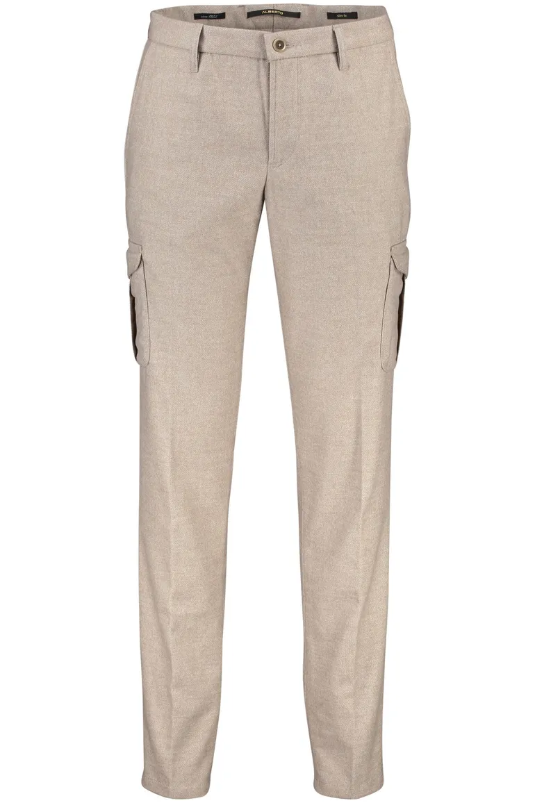 katoenen broek Alberto beige effen