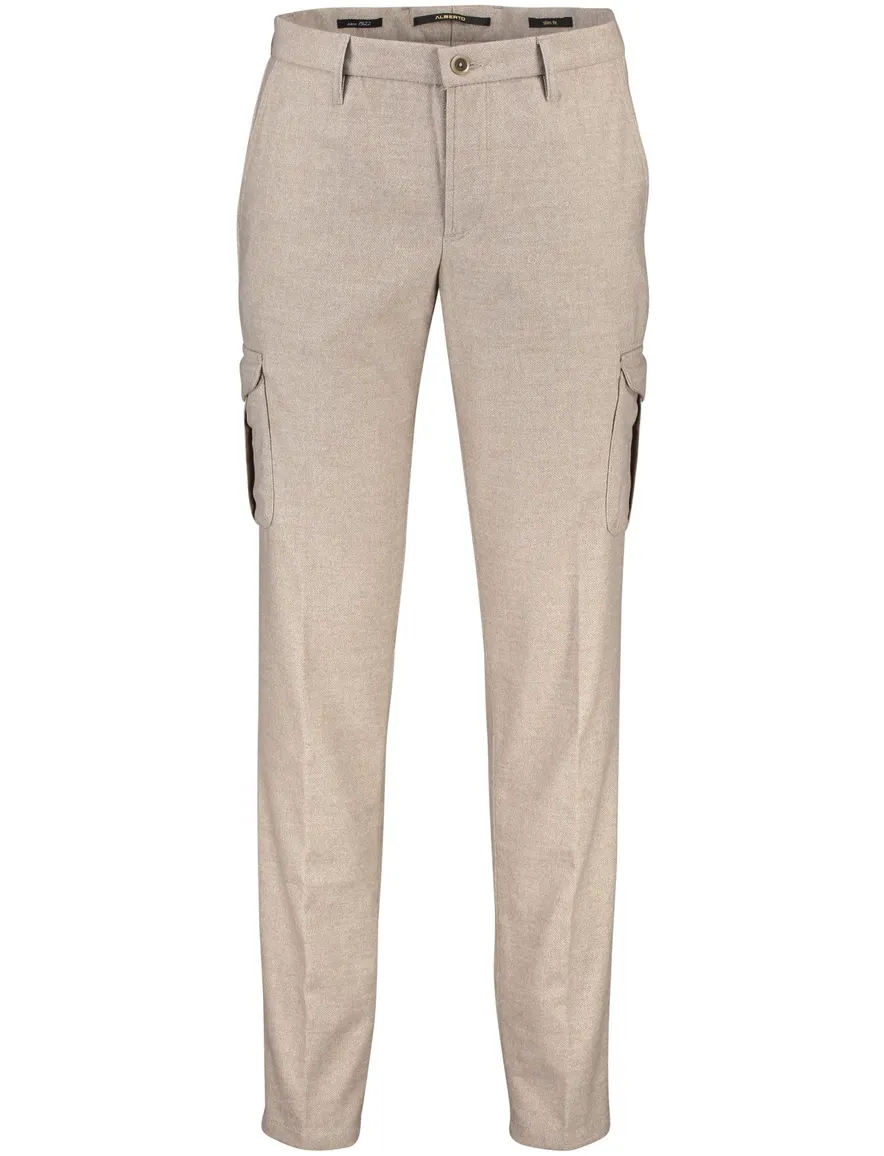 katoenen broek Alberto beige effen