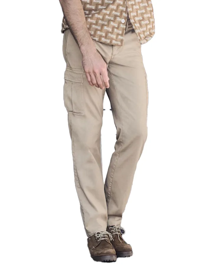 katoenen broek Alberto beige effen