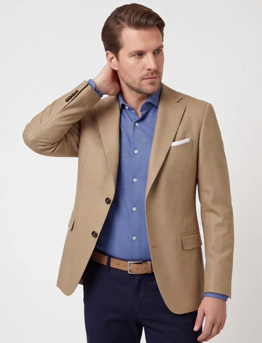 colbert Carl Gross merinowol normale fit beige effen