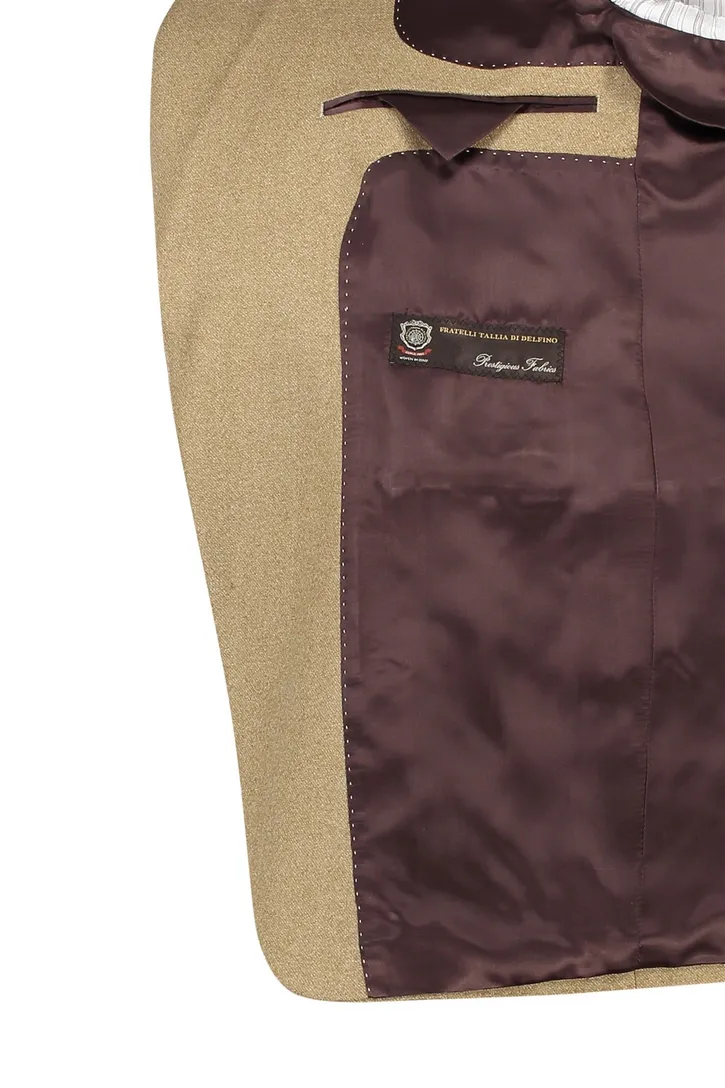 Carl Gross colbert merinowol normale fit beige effen