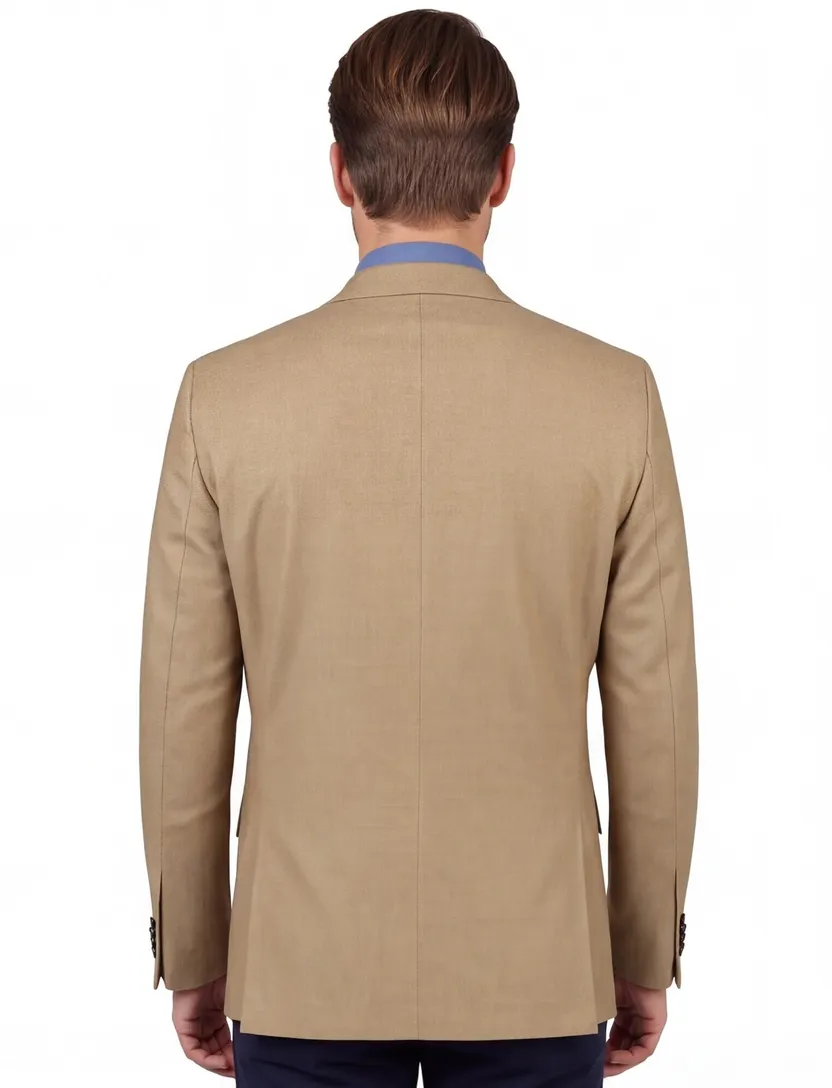 Carl Gross colbert merinowol normale fit beige effen