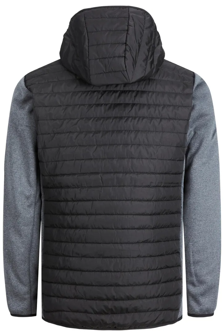 Jack & Jones Plus Size tussenjas zwart grijs effen rits normale fit