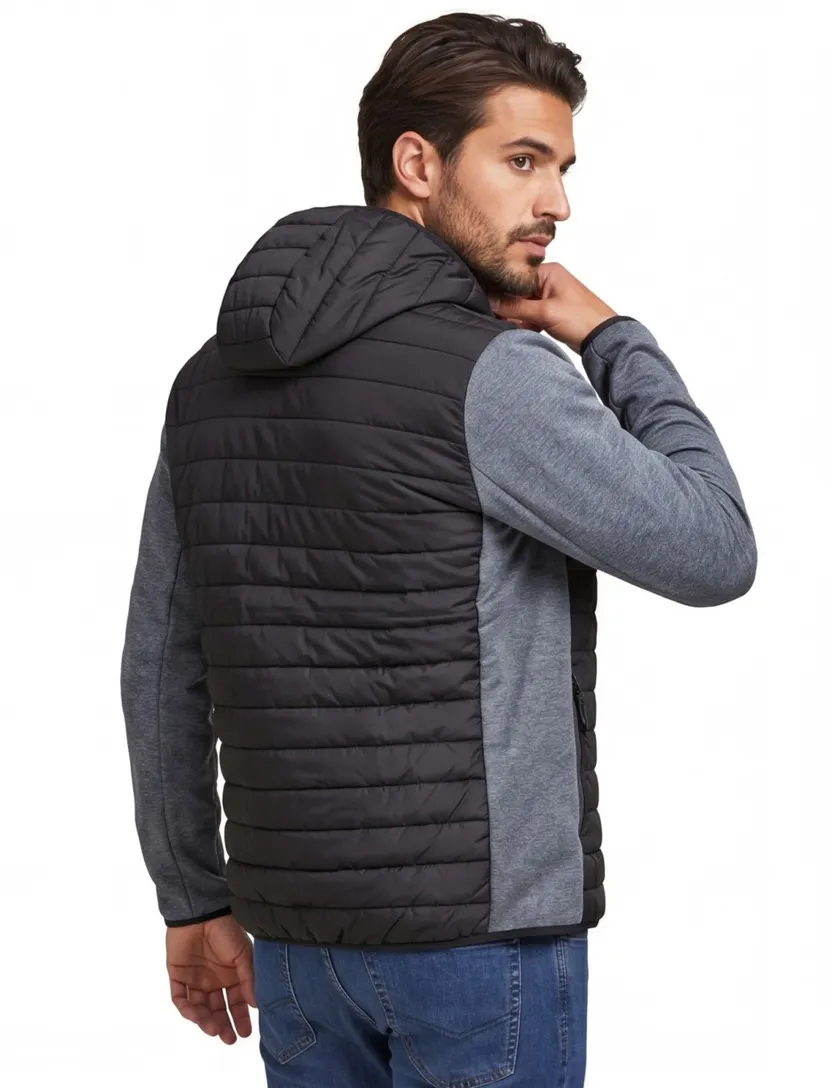 Jack & Jones Plus Size tussenjas zwart grijs effen rits normale fit
