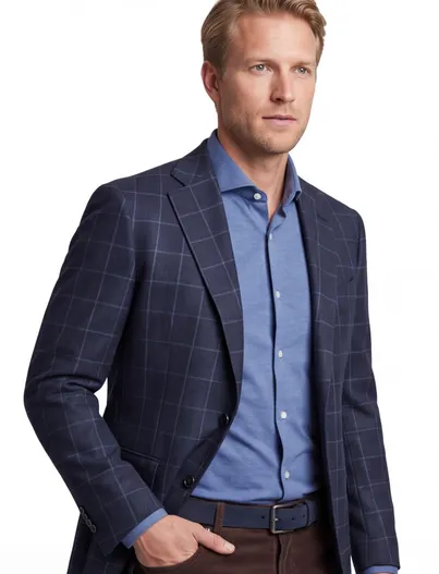 Dressler Dressler colbert geruit donkerblauw