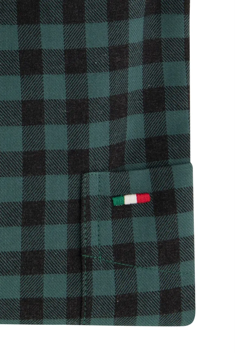casual overhemd Portofino groen geruit katoen wijde fit