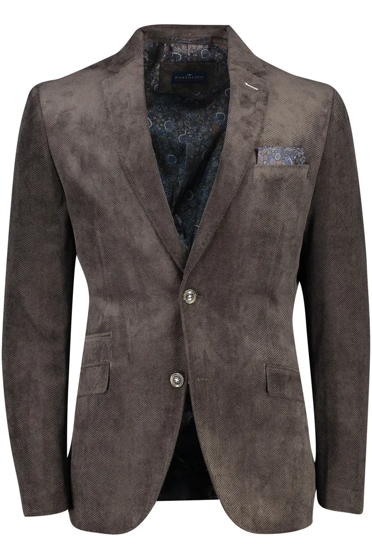 Portofino colbert normale fit bruin effen