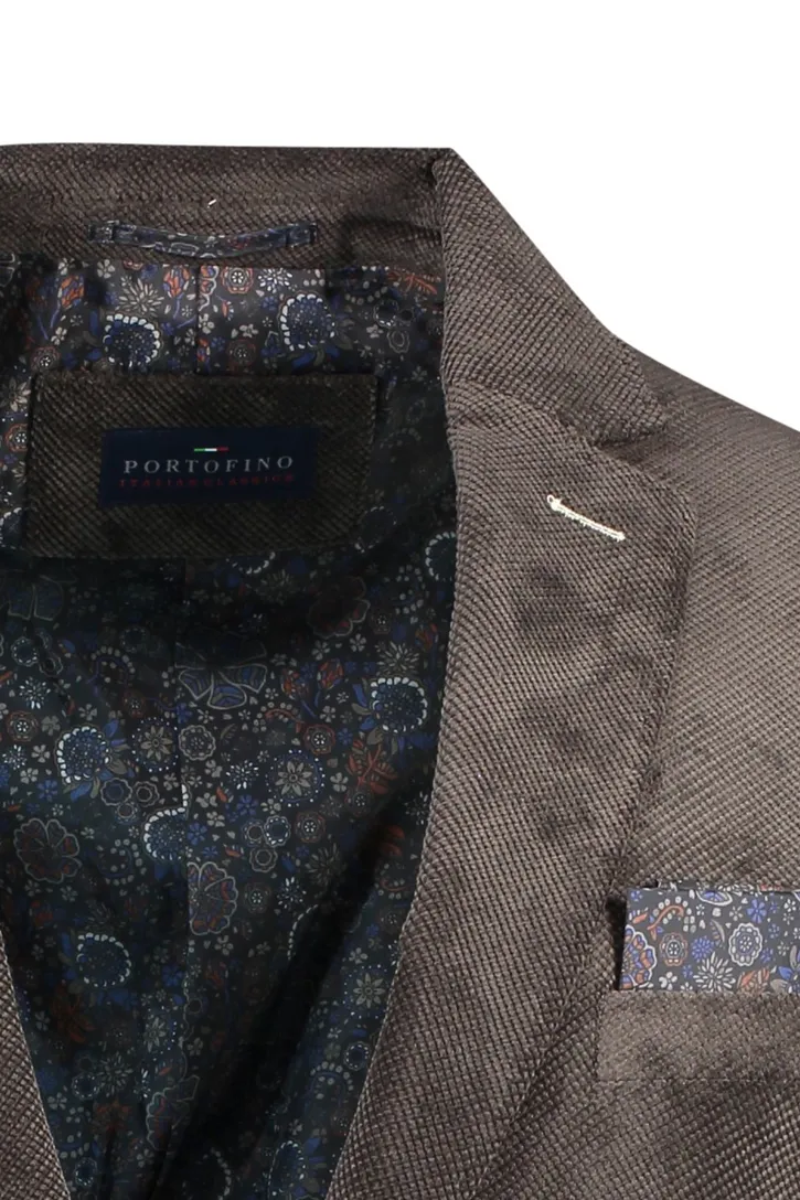 Portofino colbert normale fit bruin effen