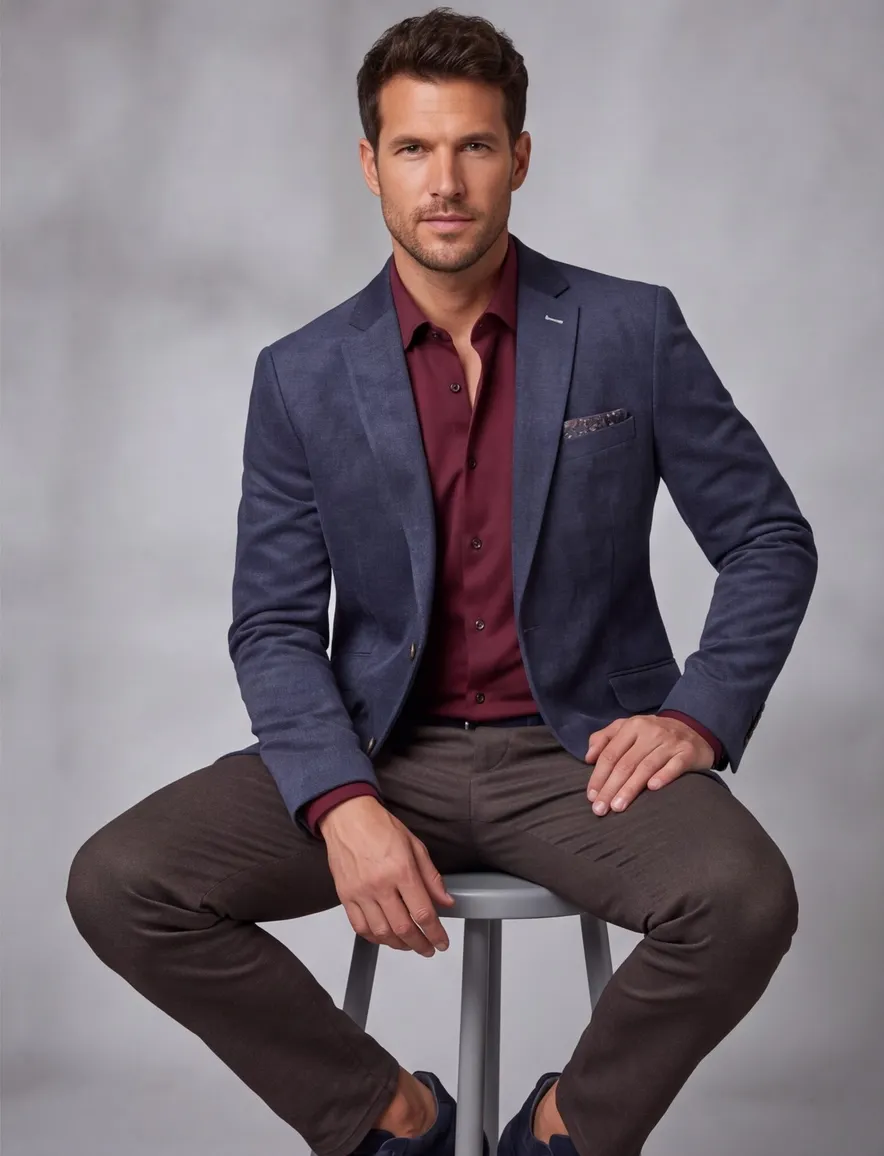 colbert Portofino normale fit donkerblauw effen