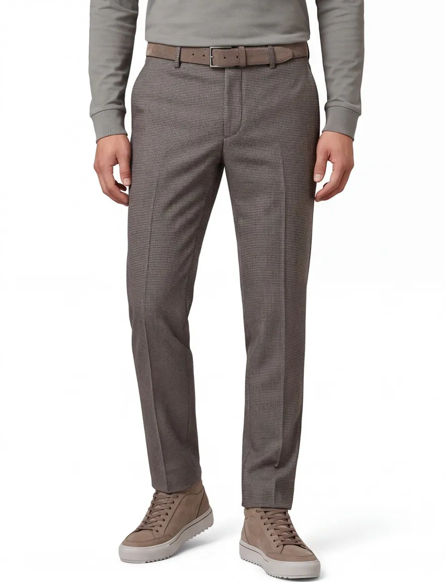 Mix & Match Portofino bruin geruit pantalon