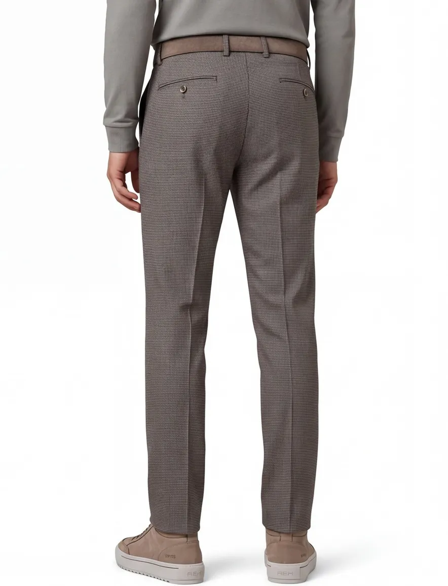 Mix & Match Portofino bruin geruit pantalon