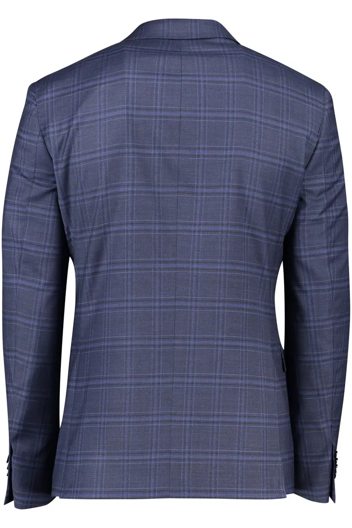 colbert mix & match Scotland Blue donkerblauw geruit merinowol