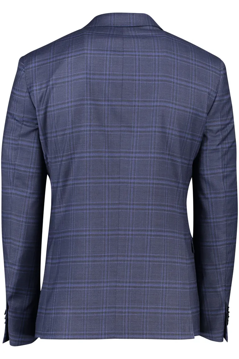 Scotland Blue colbert mix & match donkerblauw geruit merinowol normale fit