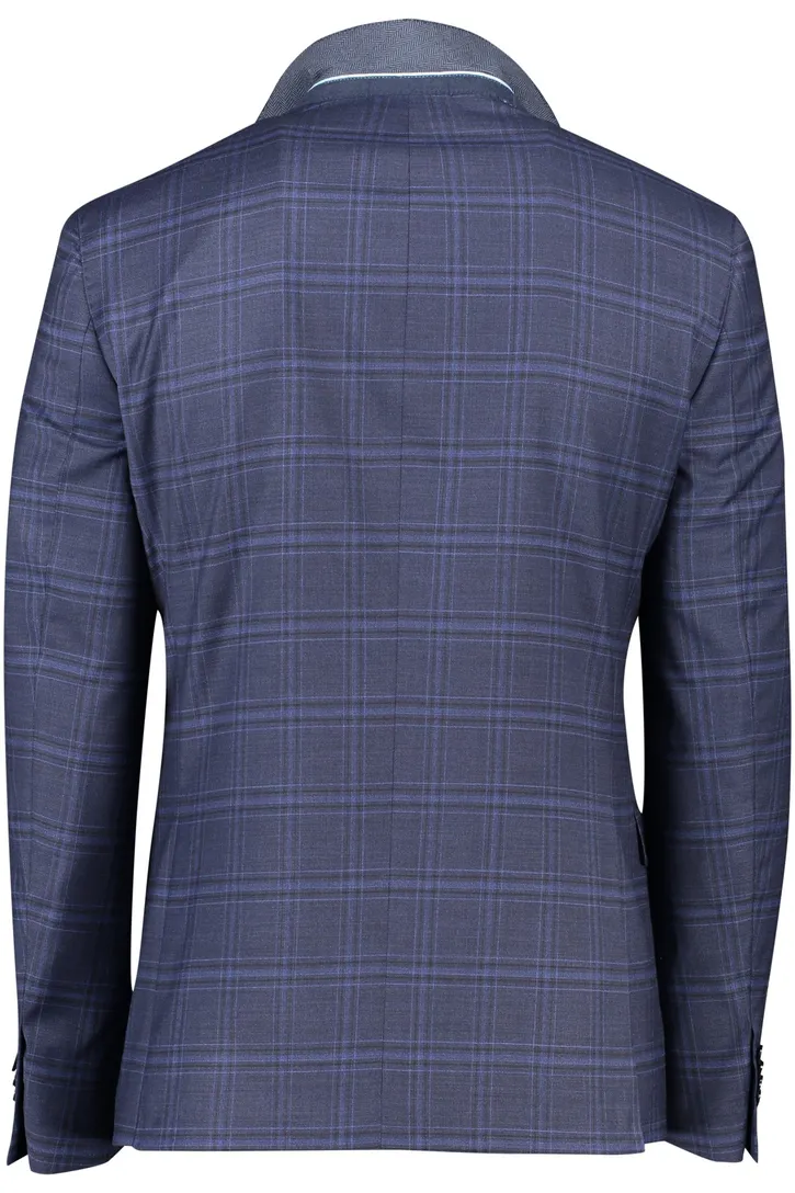 colbert mix & match Scotland Blue donkerblauw geruit merinowol