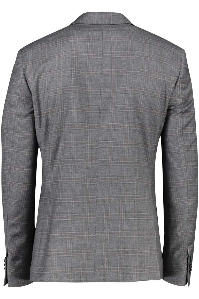 Scotland Blue colbert mix & match antraciet geruit merinowol normale fit
