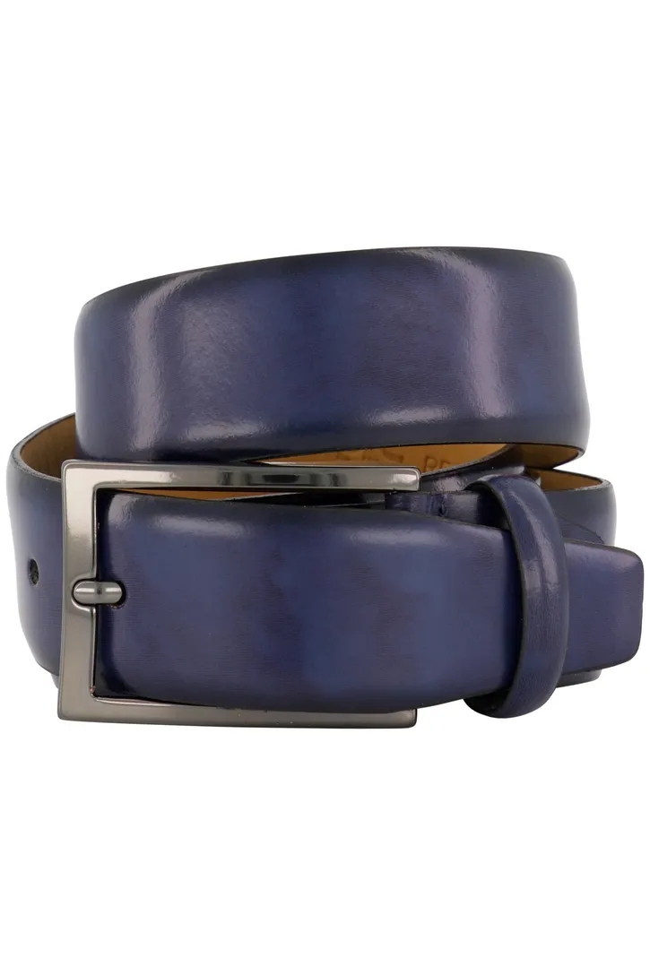 riem Lindenmann blauw effen leer