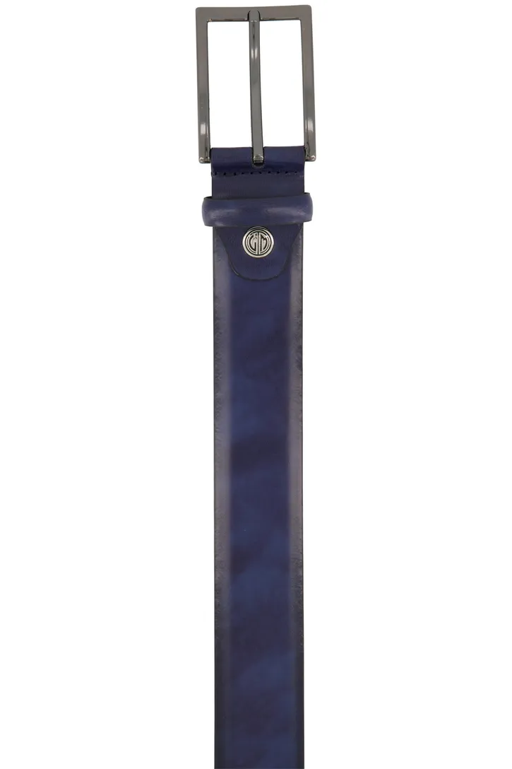riem Lindenmann blauw effen leer