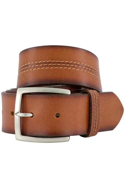 Lindenmann riem bruin effen leer
