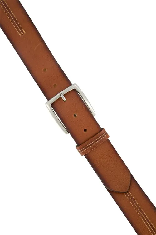 Lindenmann riem bruin effen leer