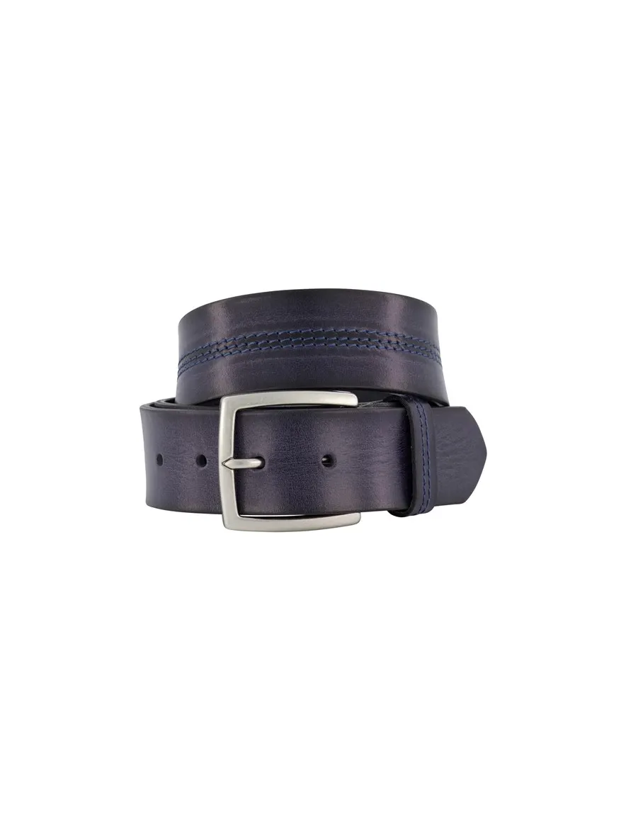 Lindenmann riem donkerblauw leer