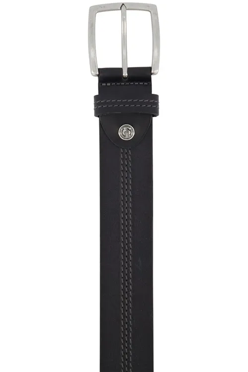 Lindenmann riem zwart leer
