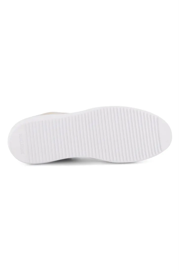 Blackstone sneakers beige effen leer hoog