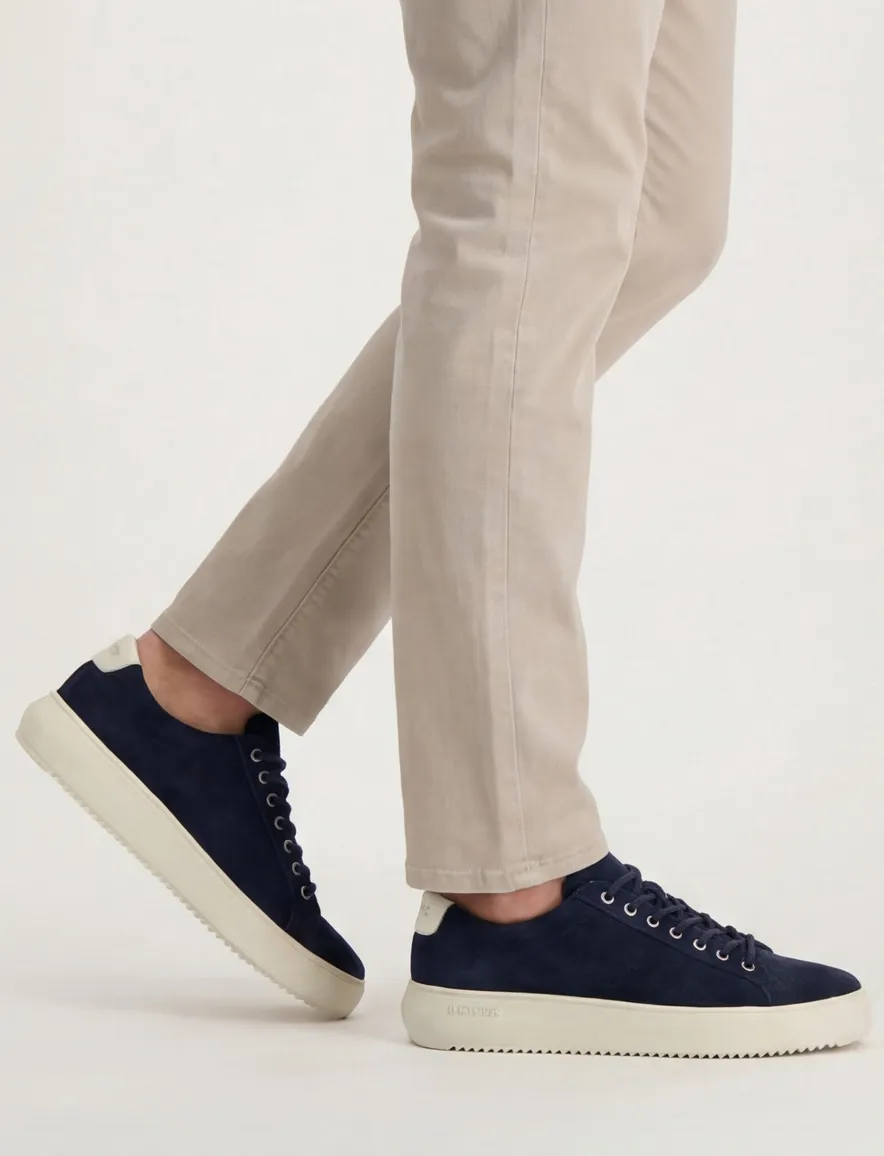 sneakers Blackstone effen leer blauw