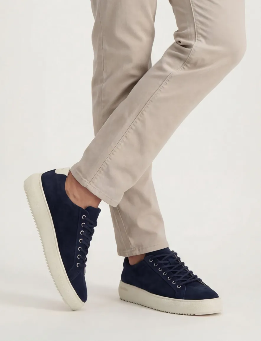 sneakers Blackstone effen leer blauw