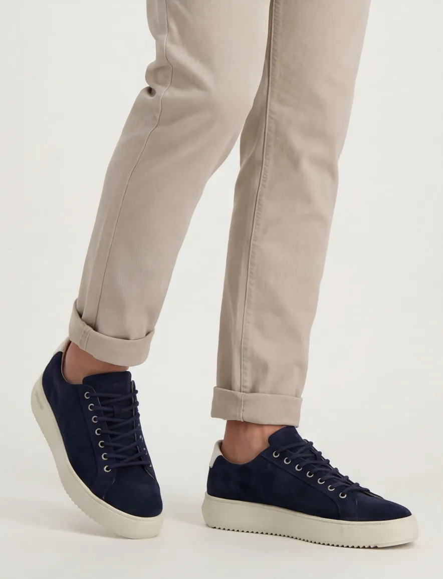 sneakers Blackstone effen leer blauw