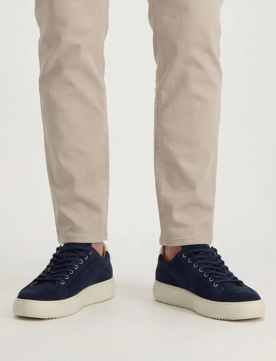 sneakers Blackstone effen leer blauw