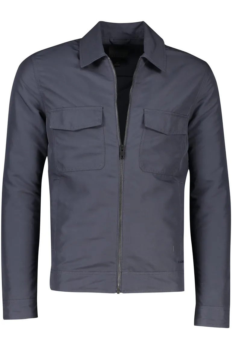 Elvine zomerjas donkerblauw effen rits normale fit twee borstzakken