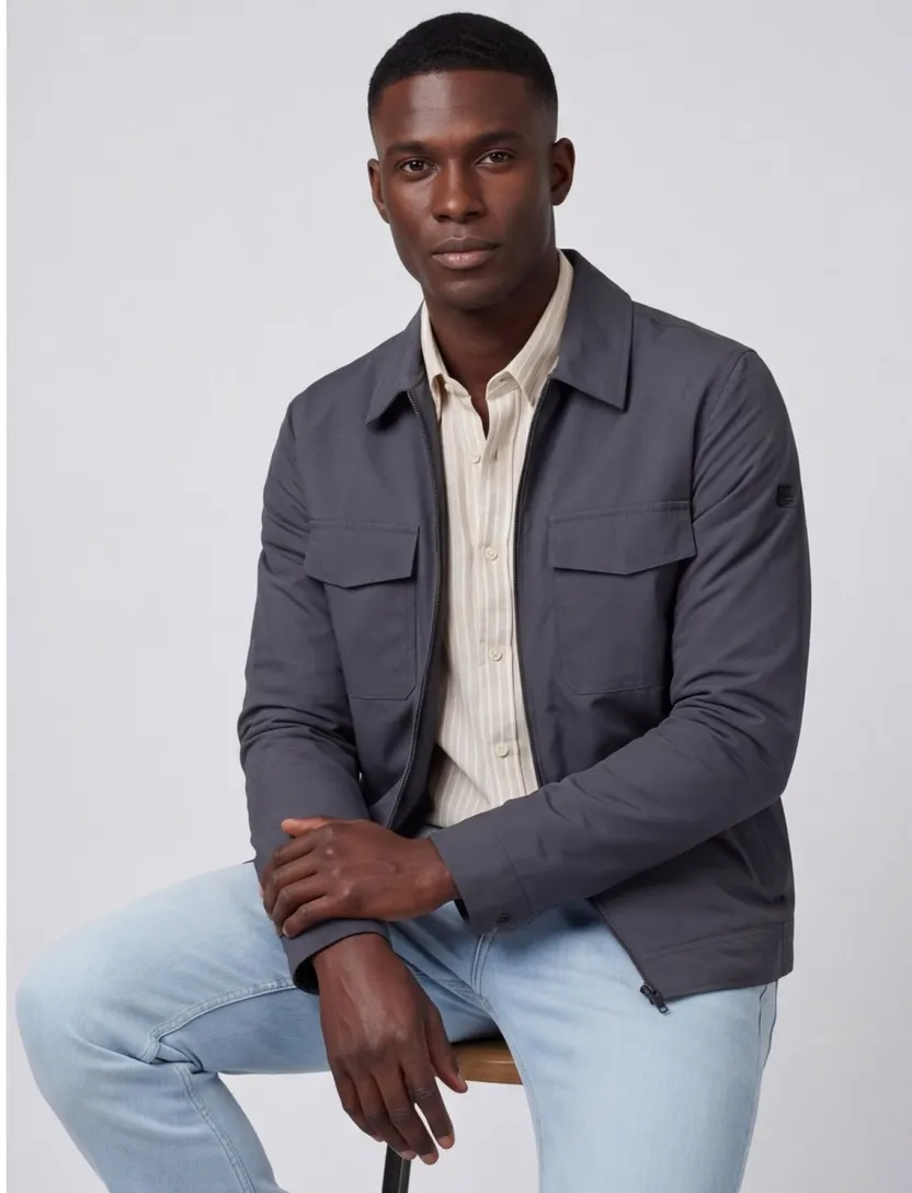 Elvine zomerjas navy normale fit effen rits borstzakken