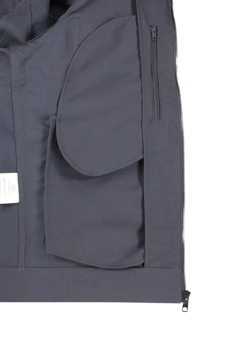 Elvine zomerjas donkerblauw effen rits normale fit twee borstzakken