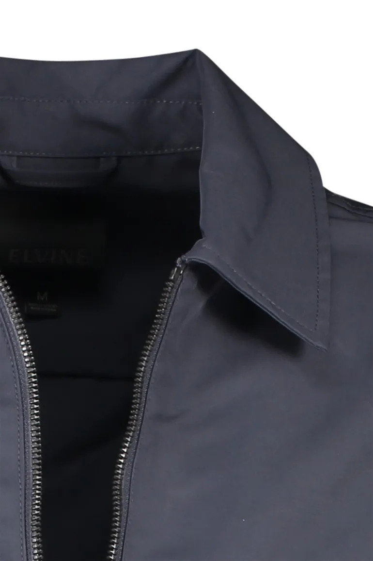 Elvine zomerjas donkerblauw effen rits normale fit twee borstzakken