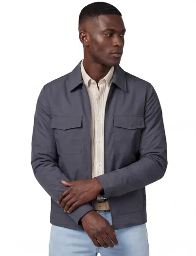 Elvine Elvine zomerjas navy normale fit effen rits borstzakken