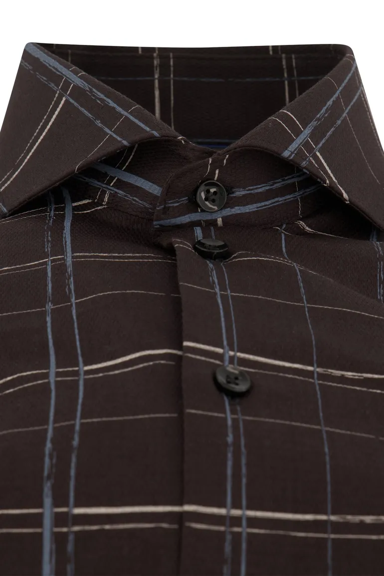 John Miller casual overhemd slim fit zwart geruit katoen