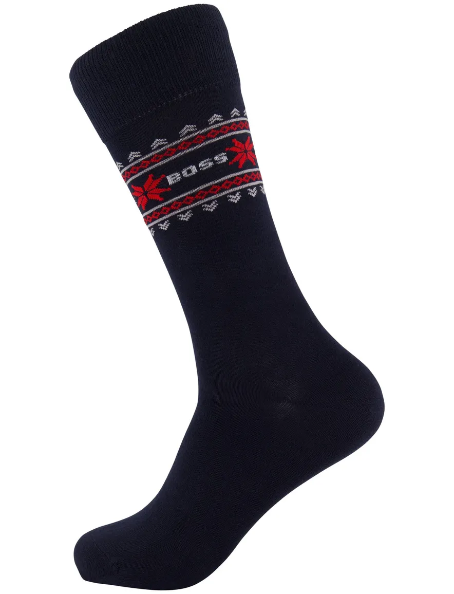 Boss sokken giftbox 3-pack rood & donkerblauw katoen
