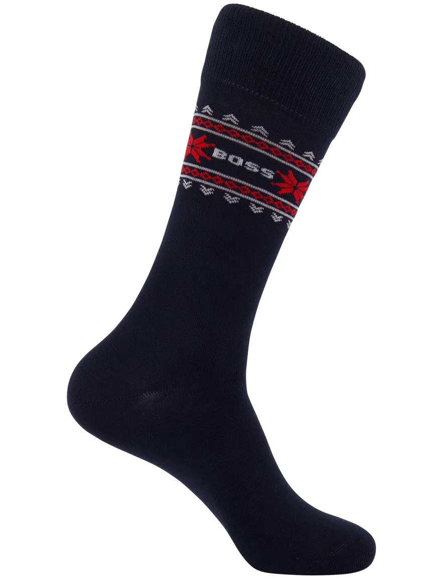 Boss sokken giftbox 3-pack rood & donkerblauw katoen