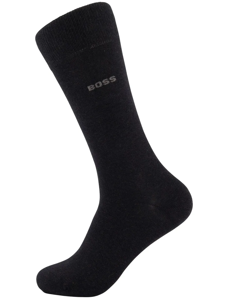 BOSS Black sokken 3-pack giftbox zwart, grijs en donkerblauw effen