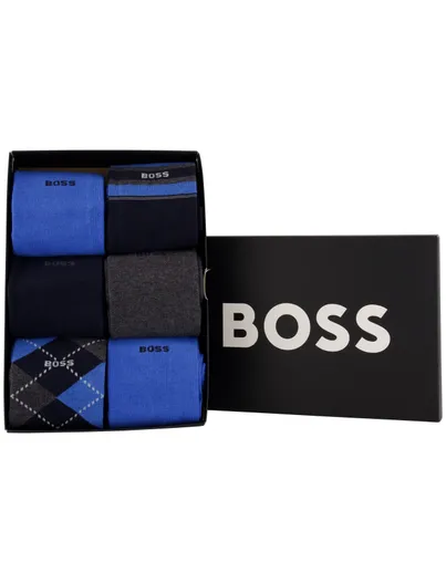 Hugo Boss Boss giftbox sokken 6-pack blauw-grijs-mix